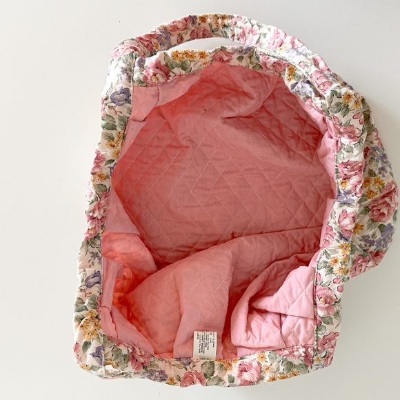 90s Floral Print Fabric Bag | Fully Lined with Pink Fabric - Picture 7 of 7